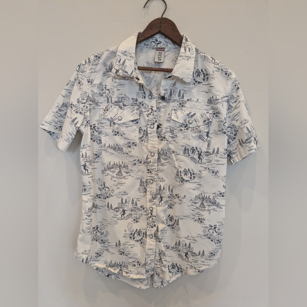 Stio White and Blue Women's Top